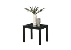 Contemporary Style 3pc Table Set 1x Coffee Table 2x End Table Faux Marble Top Wooden Legs Black Finish Primary Living Room