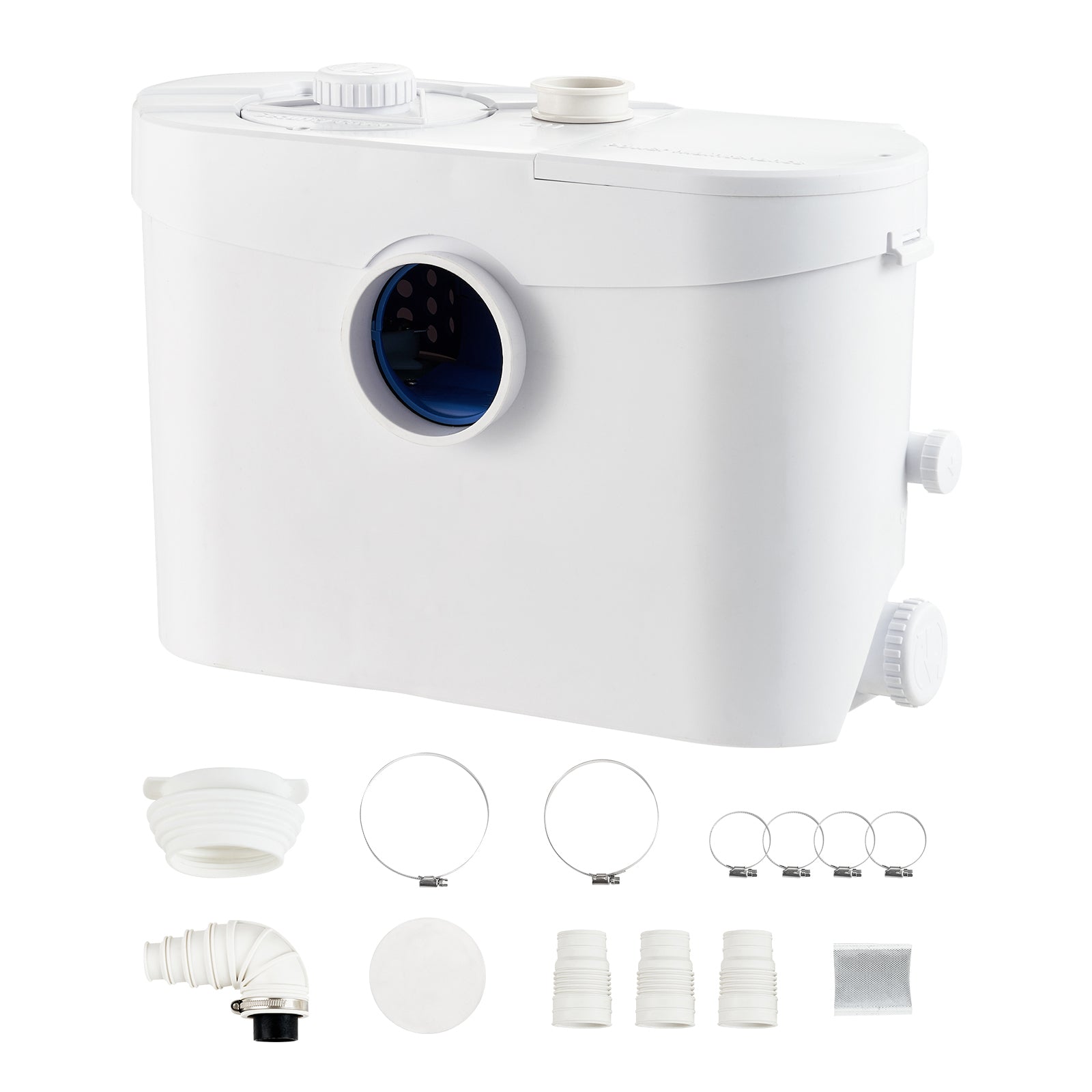 Macerator Pump, 700W, 9600 L/h Flow, 32.8 ft/10 m Head, Macerator Sewerage Sump Pump with 3 Water Inlets for Toilet, Basement, Kitchen, Sink, Shower, Bathtub Waste Water Disposal Upflush Machine