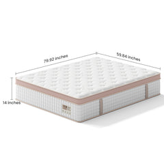 14 Inch Firm Hybrid Mattress – Queen Size – Gel Memory Foam & Pocket Springs – Pressure Relief, Motion Isolation, Ergonomic Modern Bed