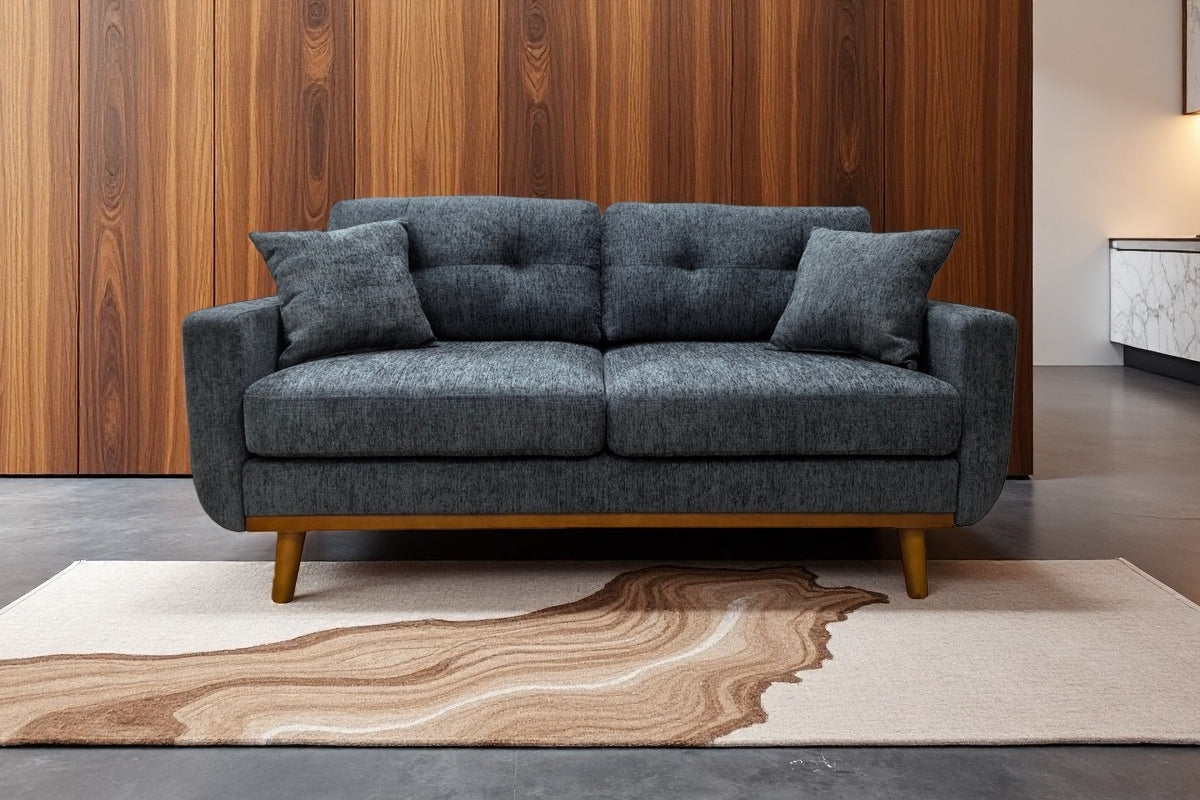 67.7" Wide Mid-Century Modern Upholstered Tufted Loveseat Sofa With Wooden Legs