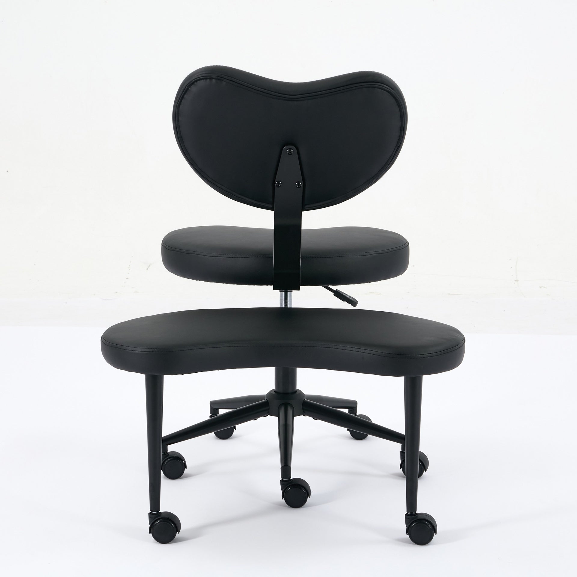 Meditation Chair Plus, Cross Legged Chair with Wheels, ADHD Chair, Criss Cross Desk Chair with Lumbar Support and Adjustable Stool, Flexible Design for Fidgety Sitters, Black PU