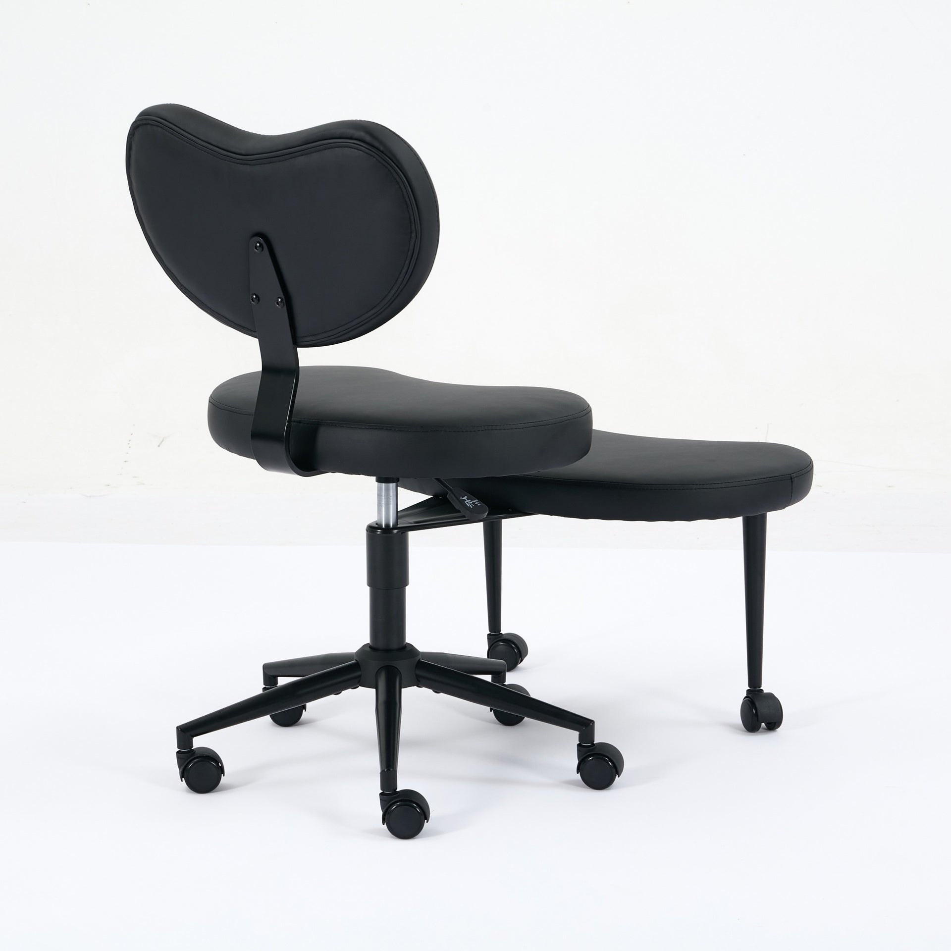 Meditation Chair Plus, Cross Legged Chair with Wheels, ADHD Chair, Criss Cross Desk Chair with Lumbar Support and Adjustable Stool, Flexible Design for Fidgety Sitters, Black PU
