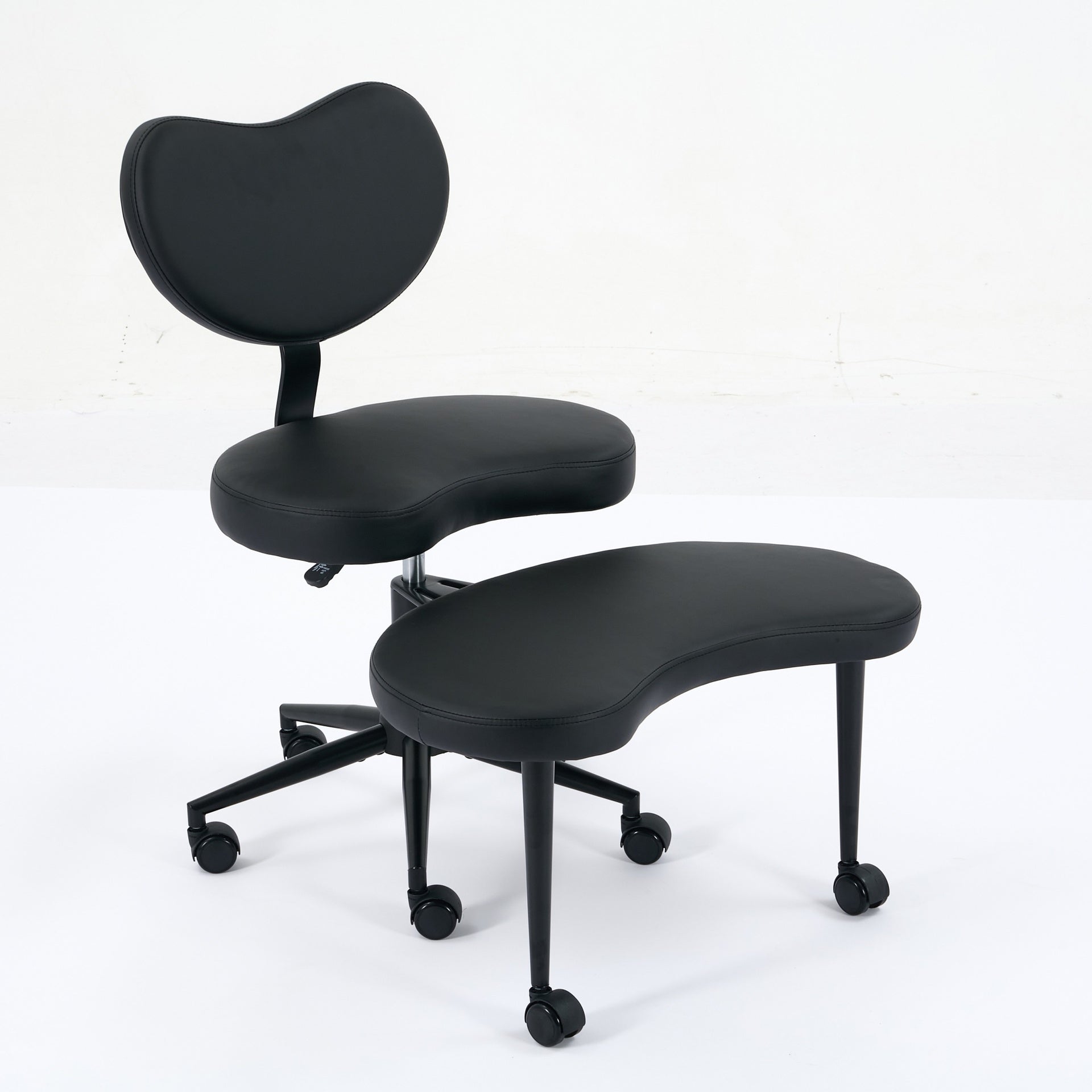 Meditation Chair Plus, Cross Legged Chair with Wheels, ADHD Chair, Criss Cross Desk Chair with Lumbar Support and Adjustable Stool, Flexible Design for Fidgety Sitters, Black PU