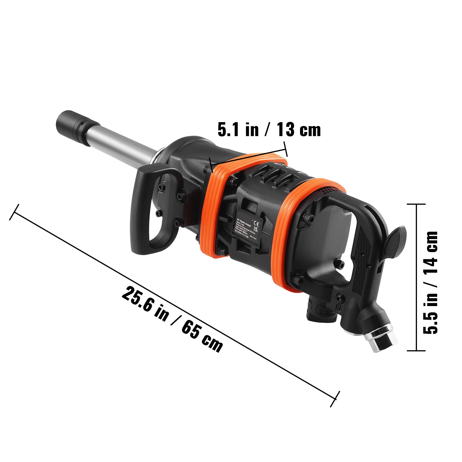 1 Inch Air Impact Wrench, Up to 5175 ft-lbs Beast Reverse Torque Output Pneumatic Impact Gun w/ 8 Inch Extended Anvil for Repairs and Maintenance of Heavy Duty Machinery / Semi-Truck / Bus