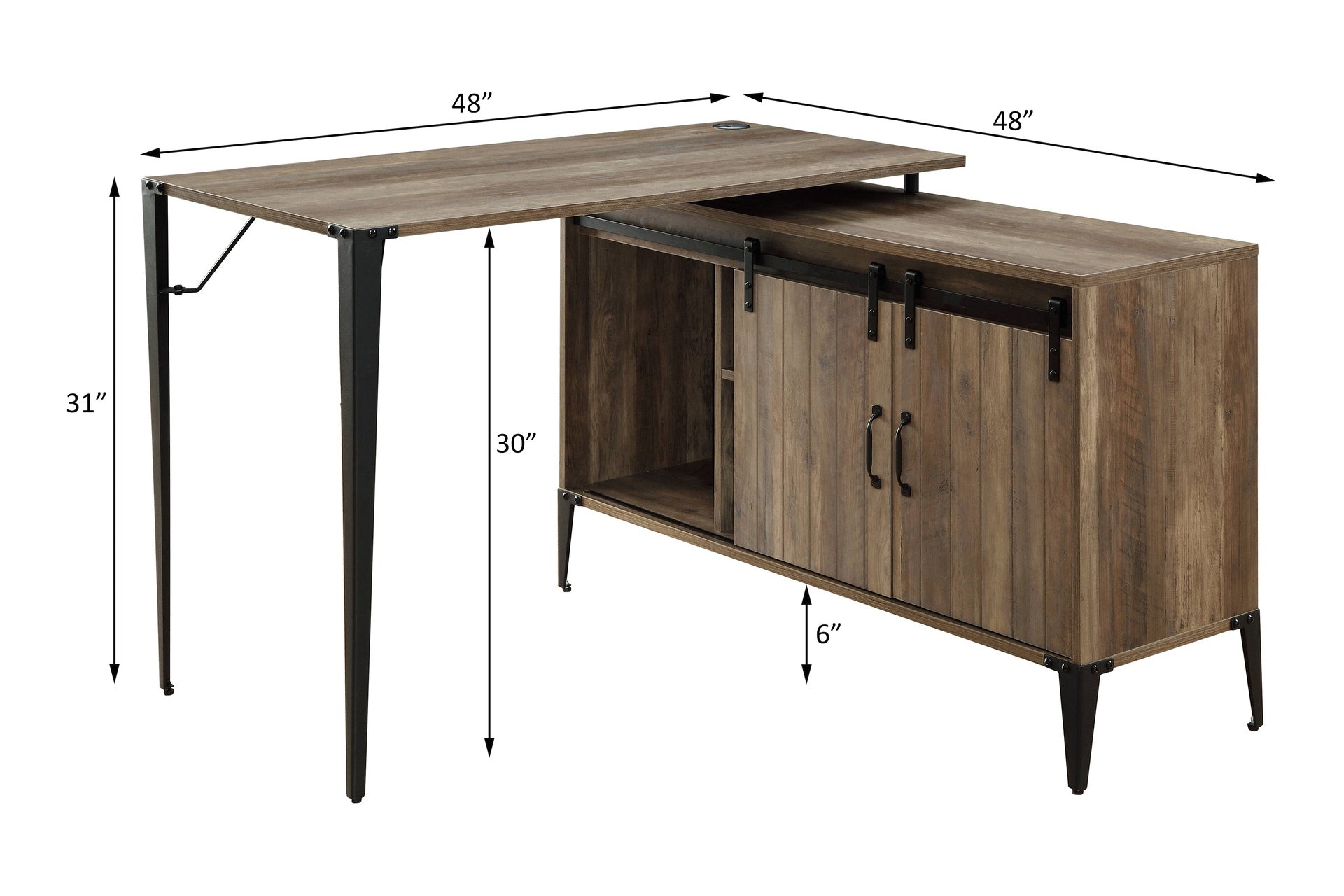 Zakwani 48" Gray Oak & Black Finish Writing Desk