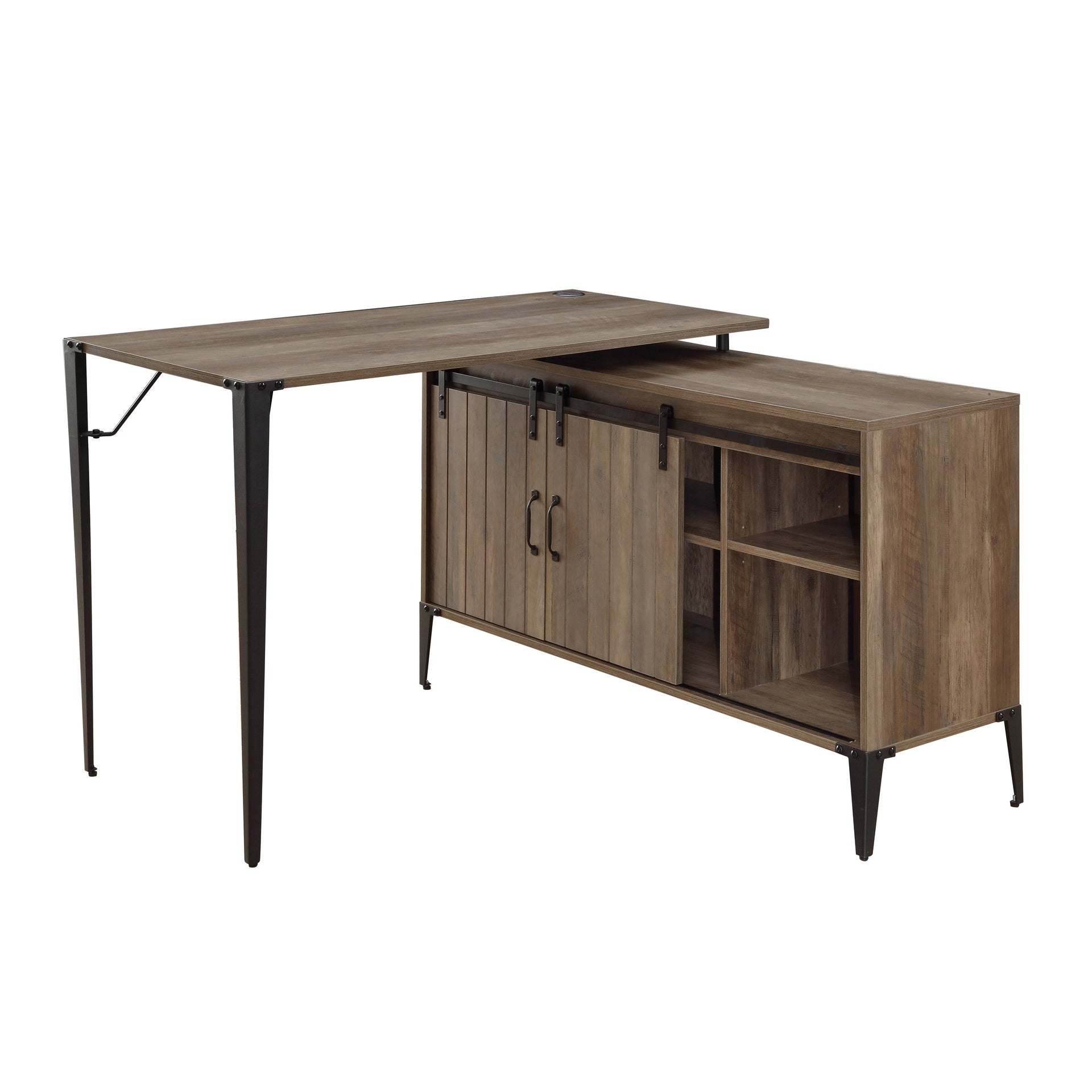 Zakwani 48" Gray Oak & Black Finish Writing Desk