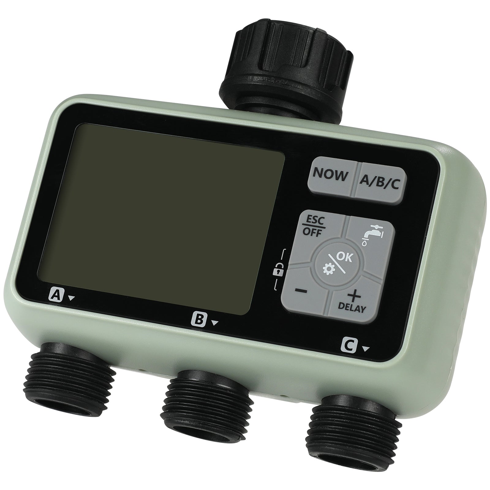 Water Timer, 3 Outlets, Hose Watering Sprinkler Timer, with 3 Independent Watering Zone LCD Display Rain Delay Mode Manual Mode 360° Brass Inlet Metal Filter, IPX6 Waterproof for Yard Watering