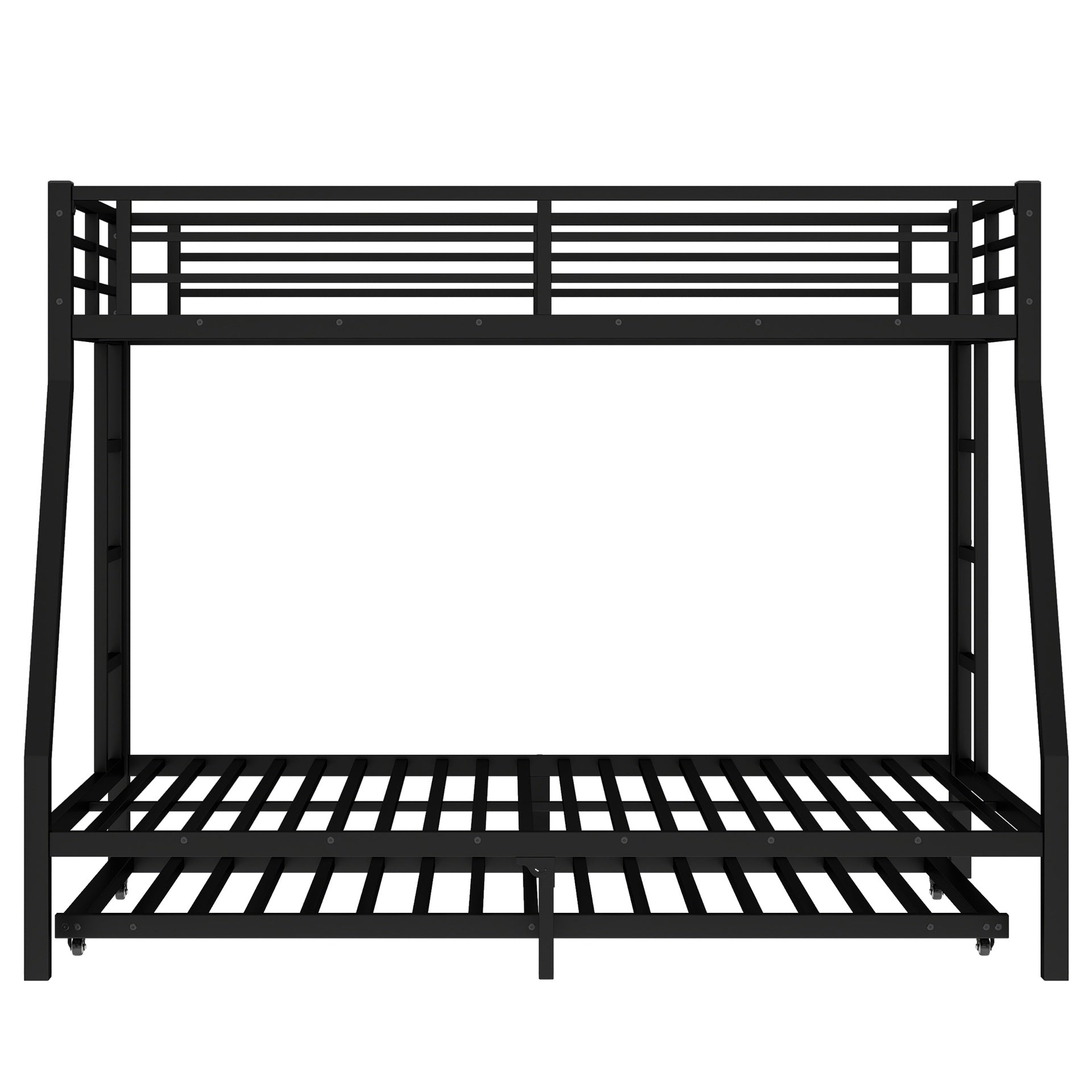 Twin over Full Metal Bunk Bed with Twin Size Trundle, Black