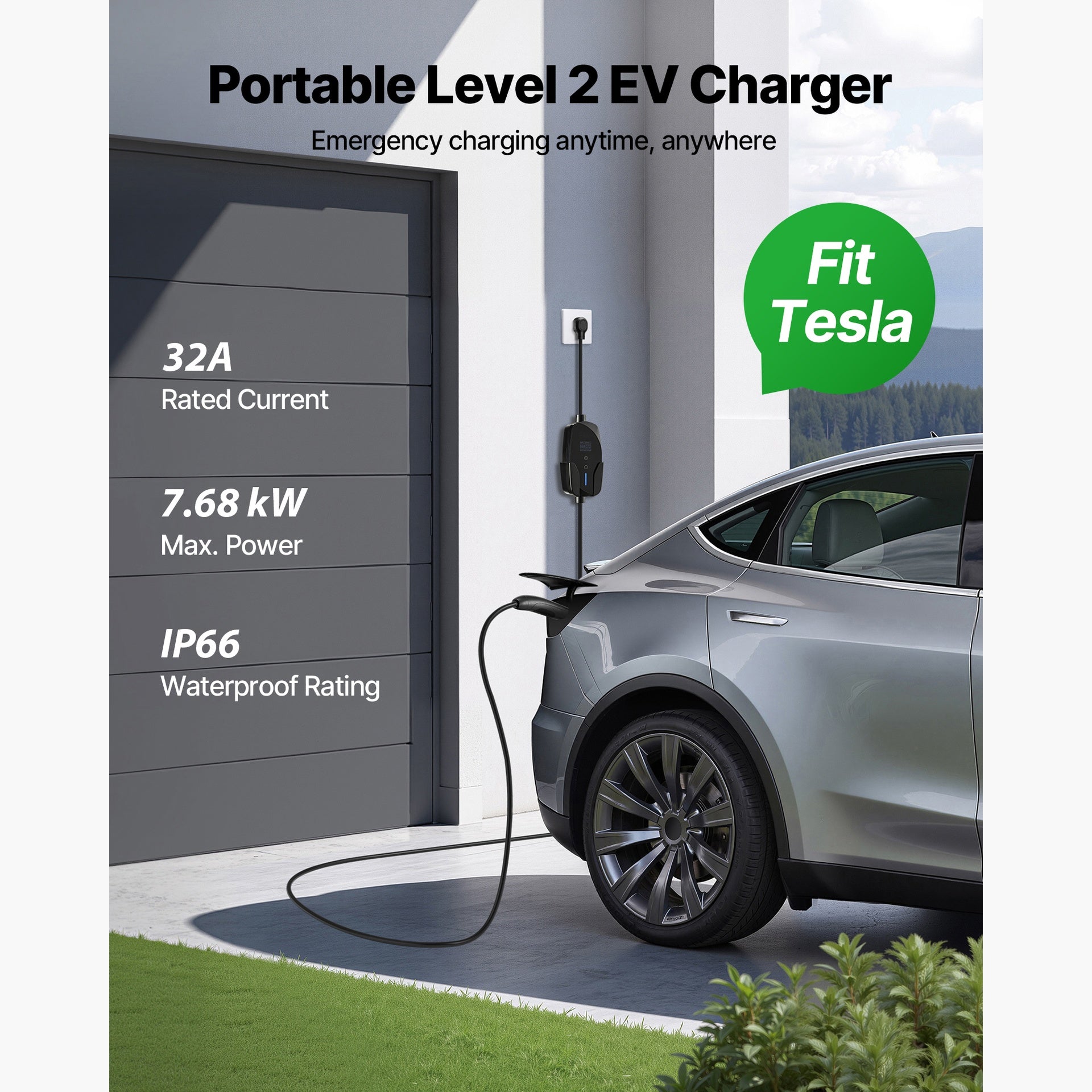 Level 2 Tesla Charger 32A EV Charger 240V NEMA 14-50P with 25 ft Cable