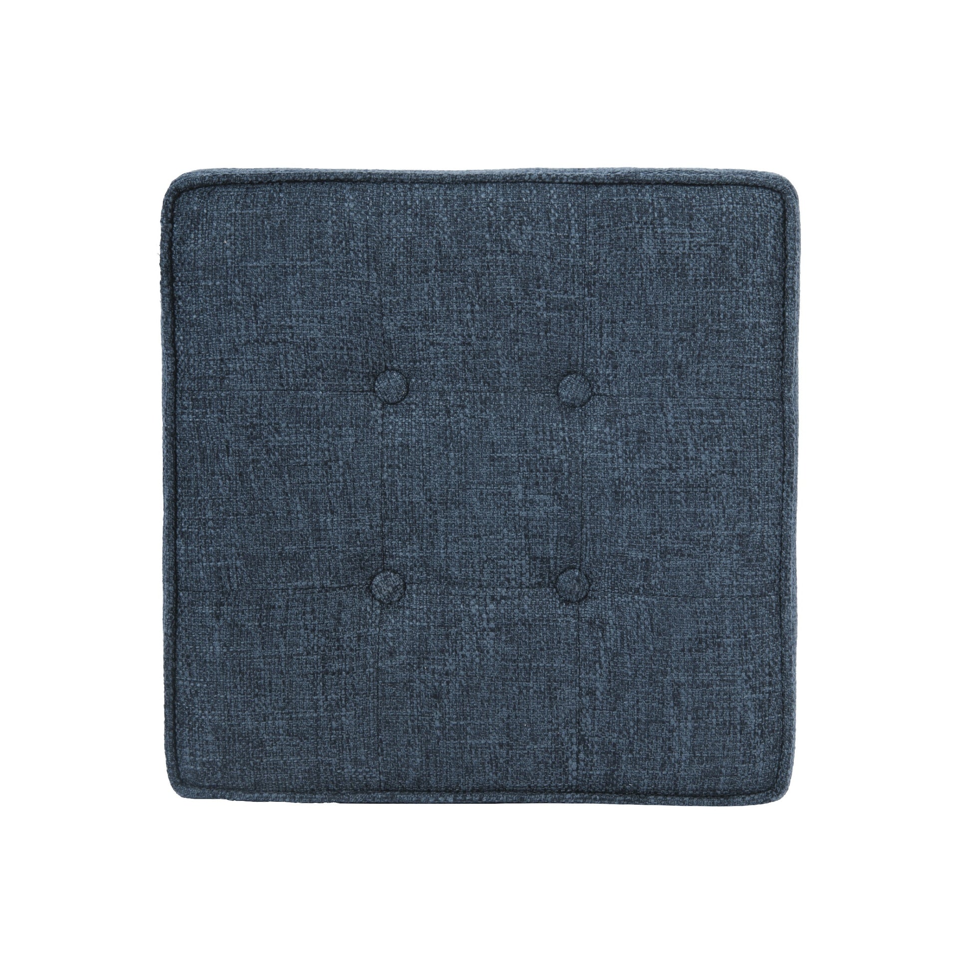 Hery Storage Ottoman, 18 Inch Square Tray Top, Navy Blue Woven Fabric