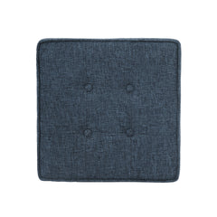 Hery Storage Ottoman, 18 Inch Square Tray Top, Navy Blue Woven Fabric
