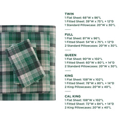 4 PCS Twin Sheet Set Green Plaid