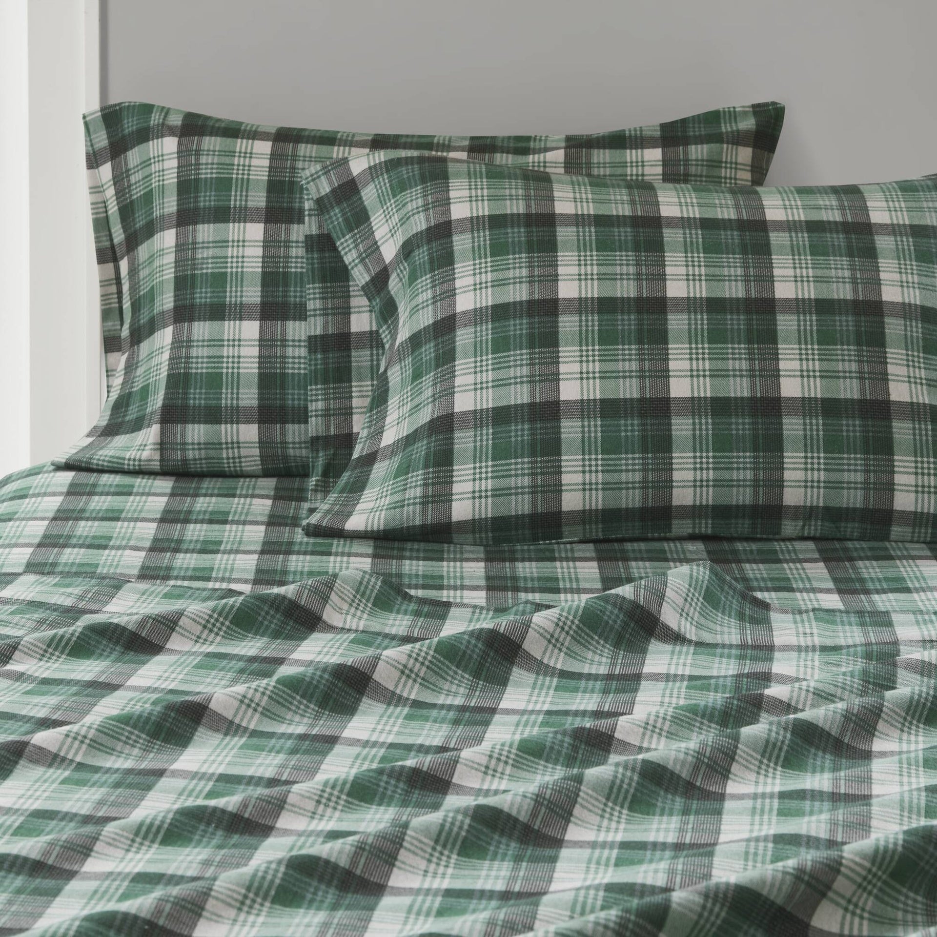 4 PCS Twin Sheet Set Green Plaid