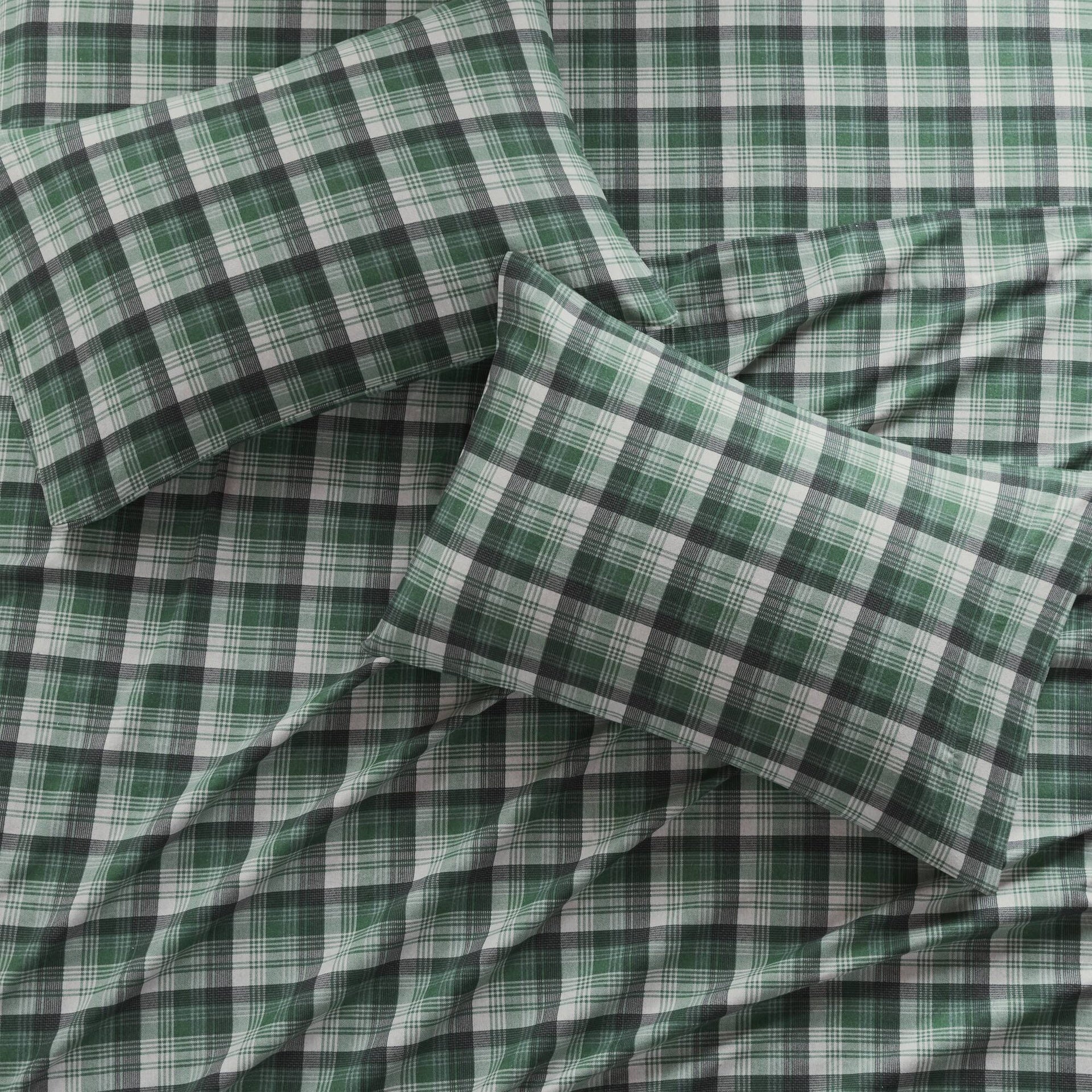 4 PCS Twin Sheet Set Green Plaid