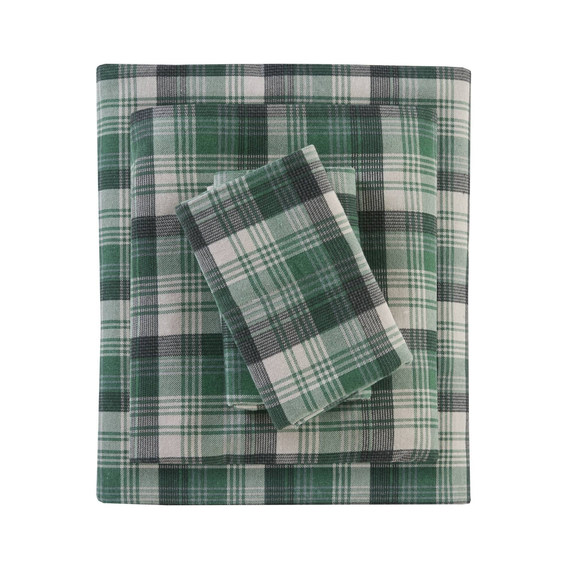 4 PCS Twin Sheet Set Green Plaid