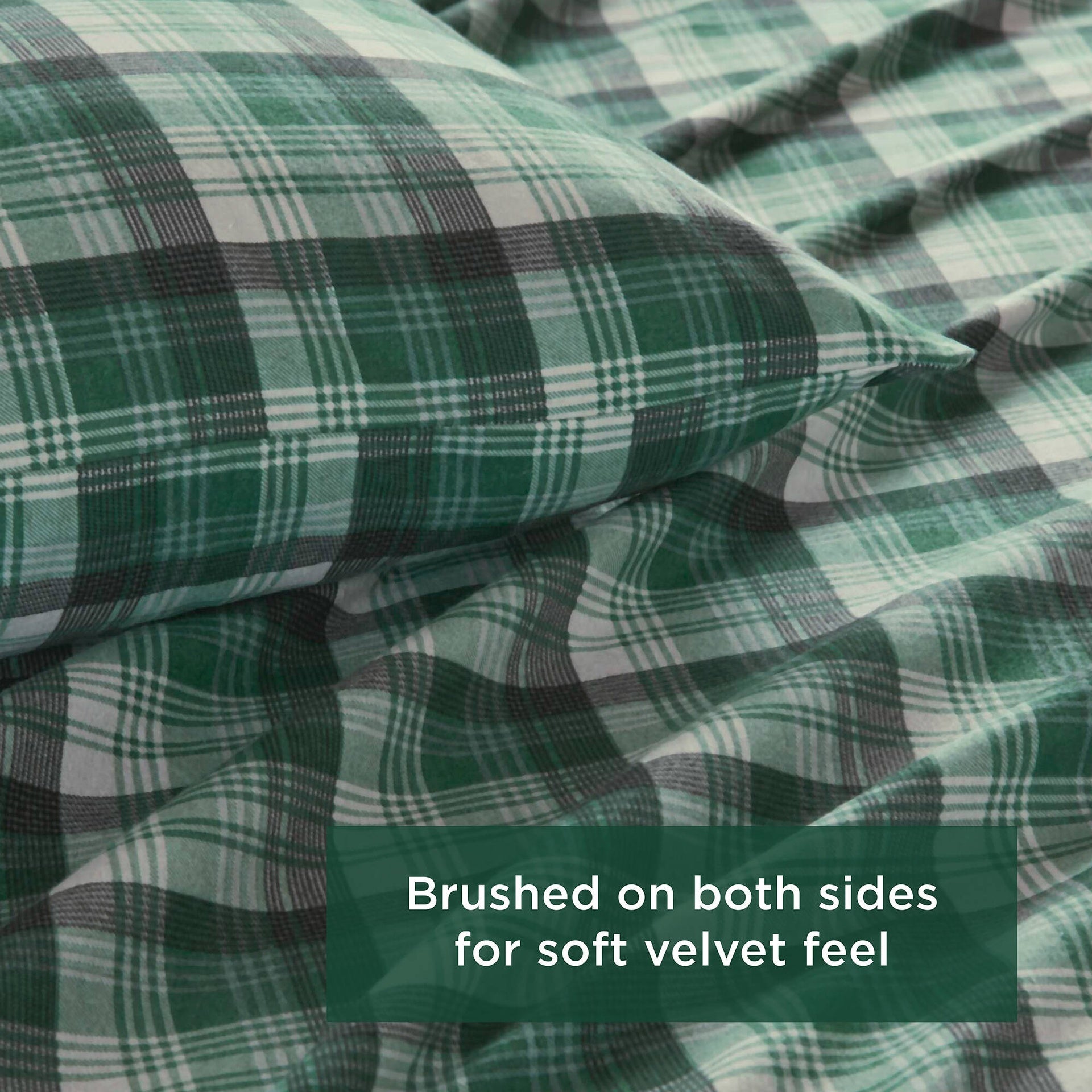 4 PCS Twin Sheet Set Green Plaid