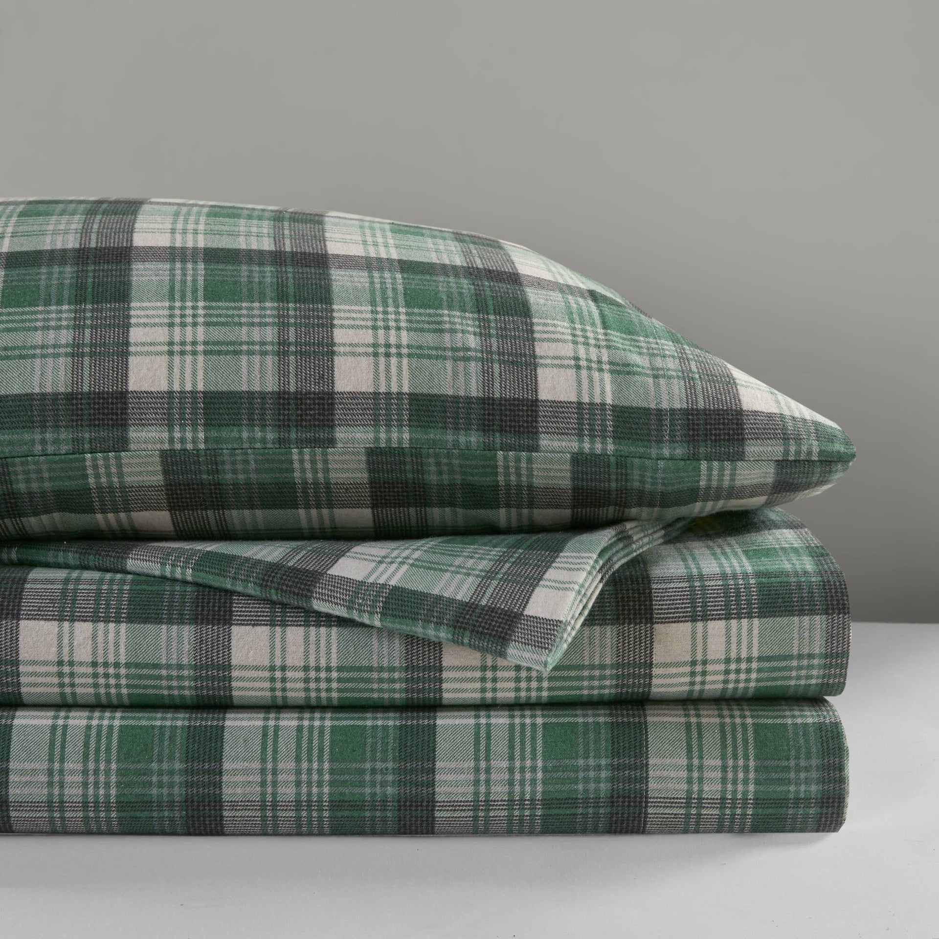 4 PCS Twin Sheet Set Green Plaid