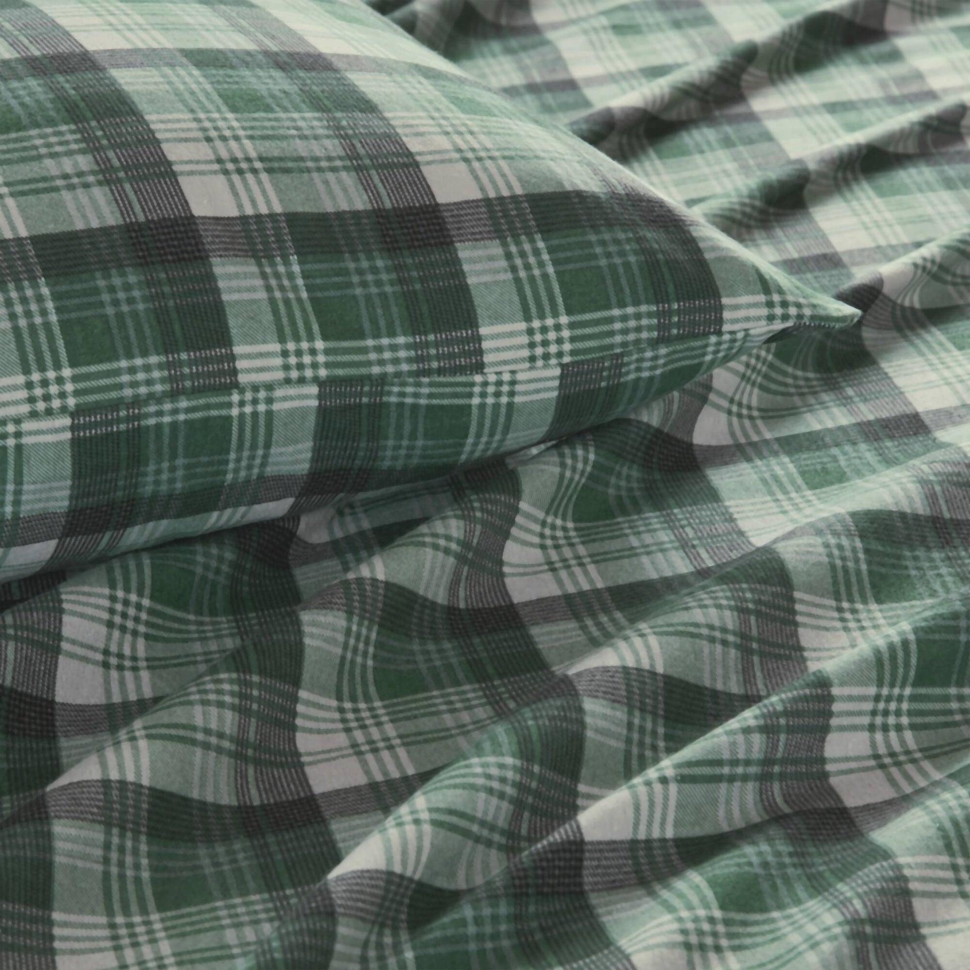 4 PCS Twin Sheet Set Green Plaid