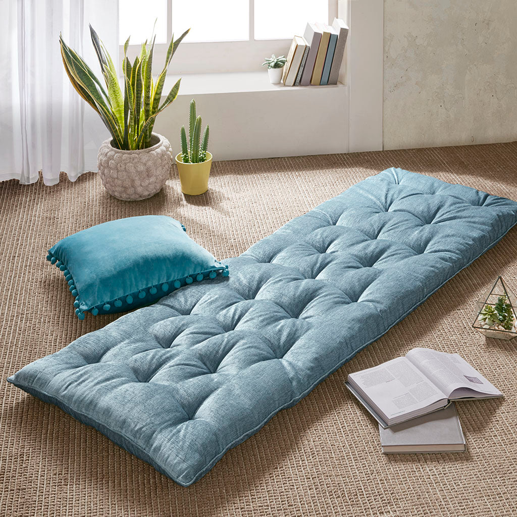 Poly Chenille Lounge Floor Pillow Cushion Aqua 27" x 74"