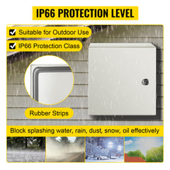 NEMA Steel Enclosure, 12 x 12 x 8'' NEMA 4X Steel Electrical Box, IP66 Waterproof & Dustproof, Outdoor/Indoor Electrical Junction Box, with Mounting Plate