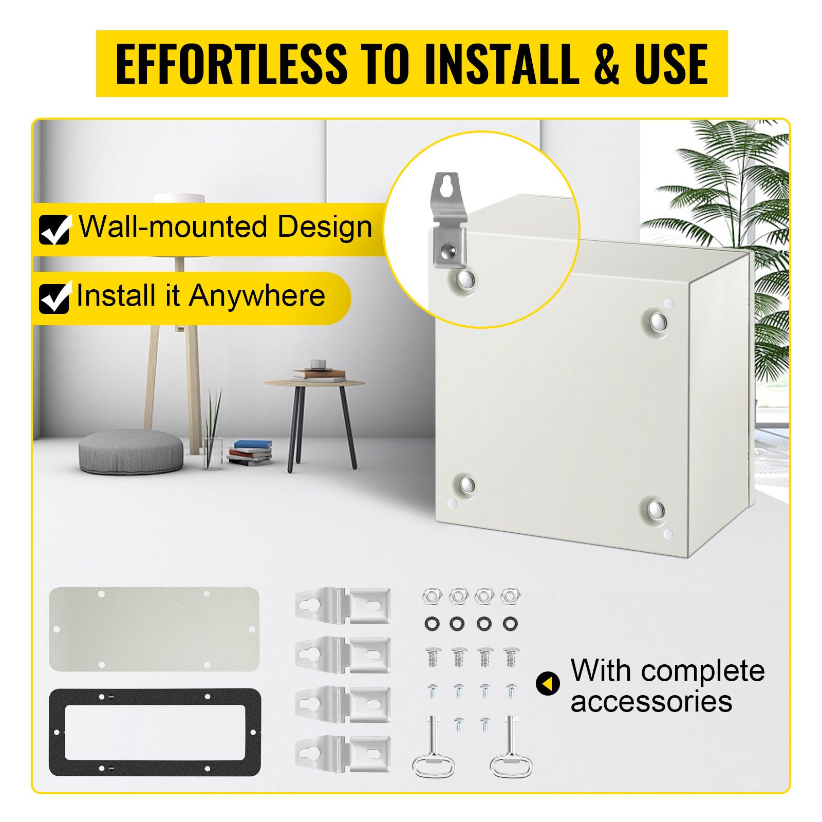 NEMA Steel Enclosure, 12 x 12 x 8'' NEMA 4X Steel Electrical Box, IP66 Waterproof & Dustproof, Outdoor/Indoor Electrical Junction Box, with Mounting Plate