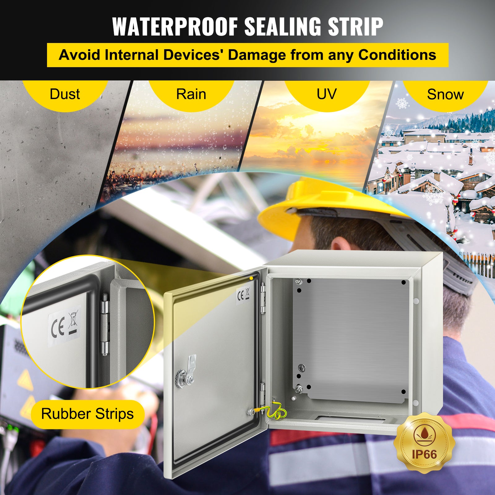 NEMA Steel Enclosure, 12 x 12 x 8'' NEMA 4X Steel Electrical Box, IP66 Waterproof & Dustproof, Outdoor/Indoor Electrical Junction Box, with Mounting Plate