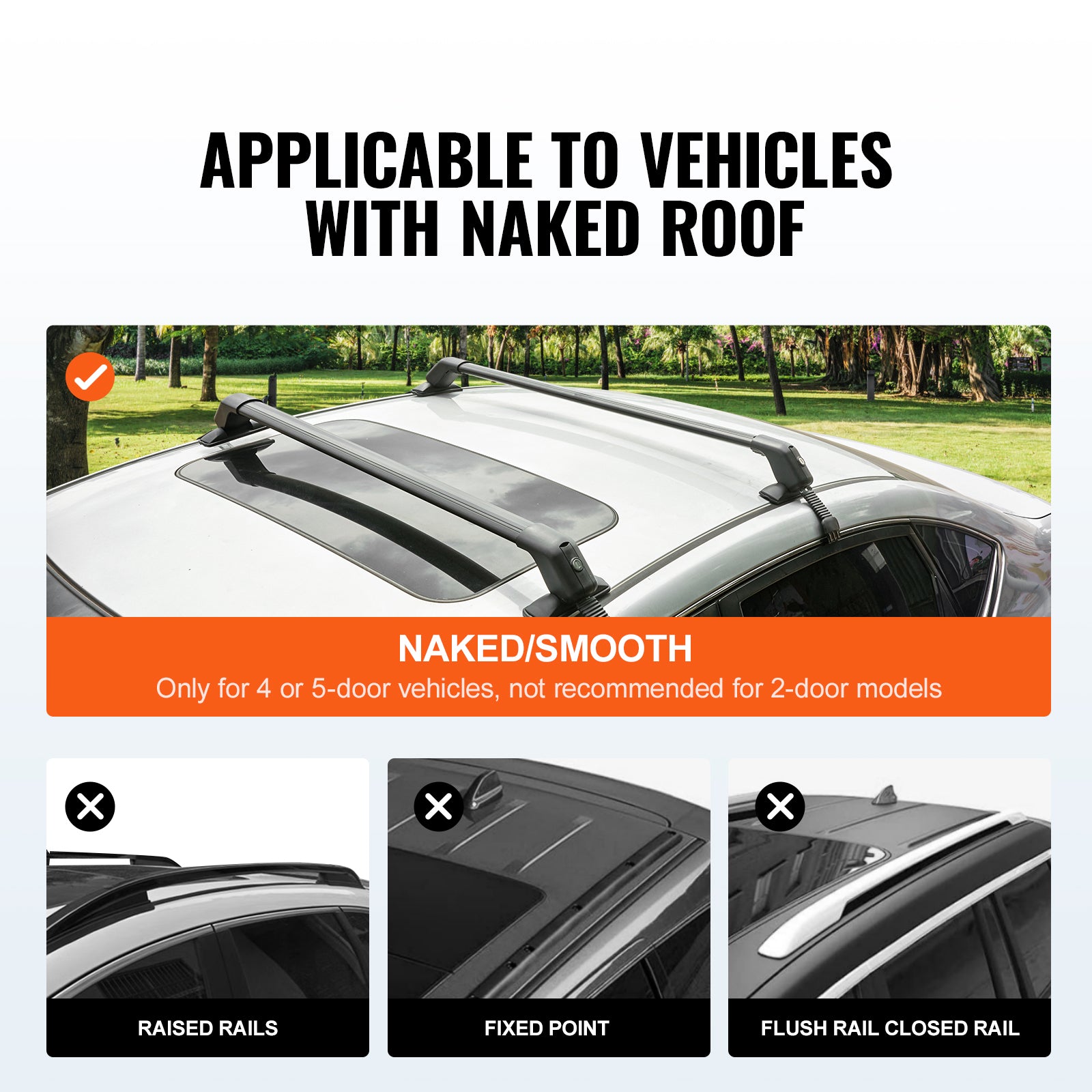Universal Roof Rack Cross Bars, 41.3" Aluminum Roof Rack Crossbars, Fit Roof without Side Rail, 155 lbs Load Capacity, Adjustable Bare Roof Crossbars with Locks, for SUVs, Sedans, and Vans