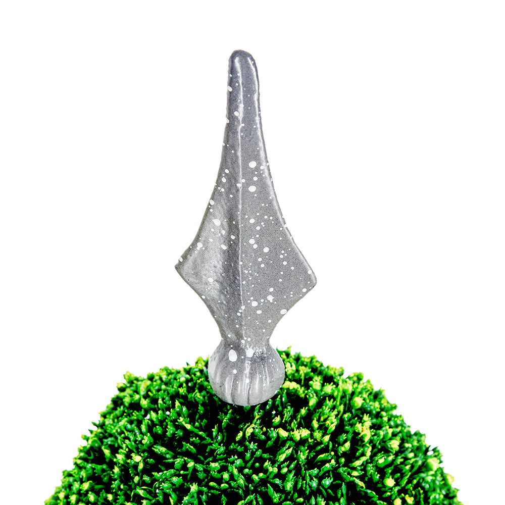 7x7x17" Faux Boxwood Topiary Sphere on Metal Spire
