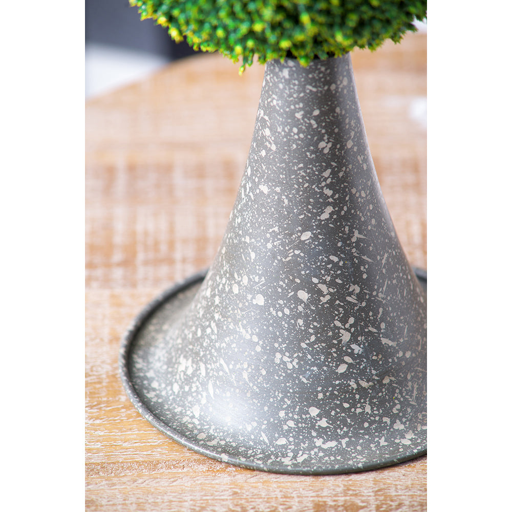 7x7x17" Faux Boxwood Topiary Sphere on Metal Spire