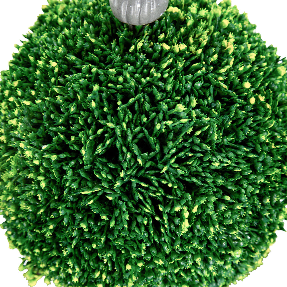 7x7x17" Faux Boxwood Topiary Sphere on Metal Spire