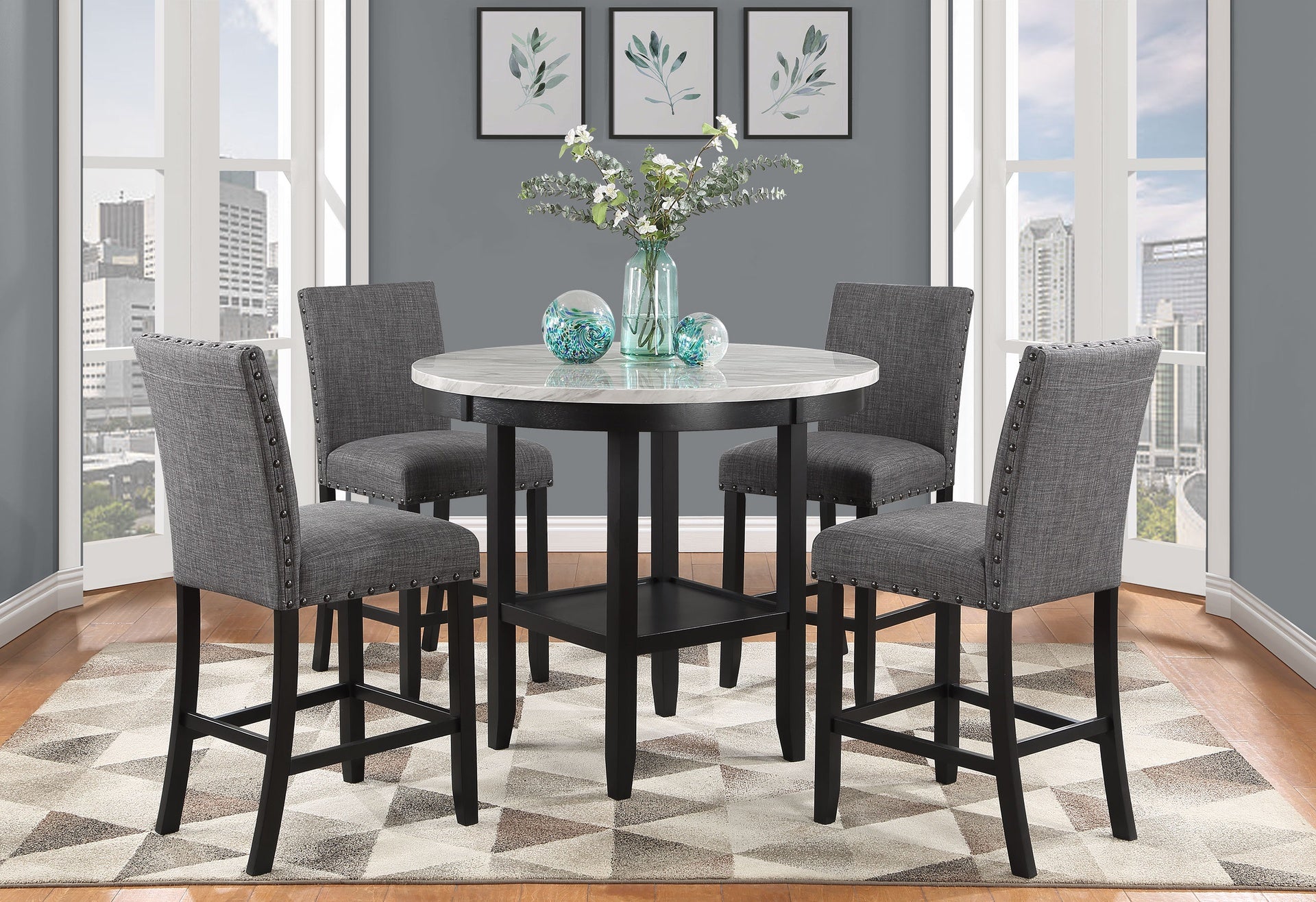 MARIAN DARK GRAY BAR STOOL  (KIT OF 2)