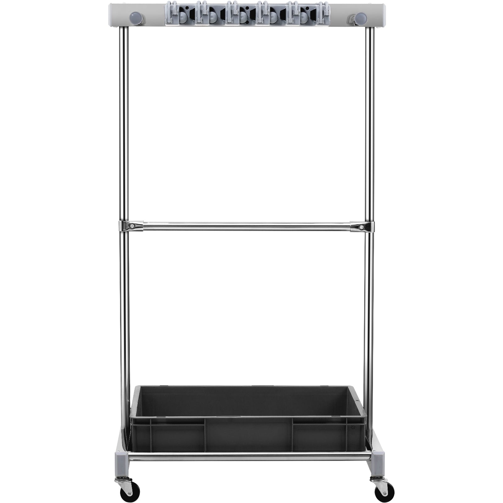 Garden Tool Organizer, 10 Slots with Hooks, Yard Tool Tower Rack with Wheels for Garage Organization and Storage, Hold Long-Handled Tool/Rake/Broom, Metal Tool Stand Holder for Shed, Outdoor