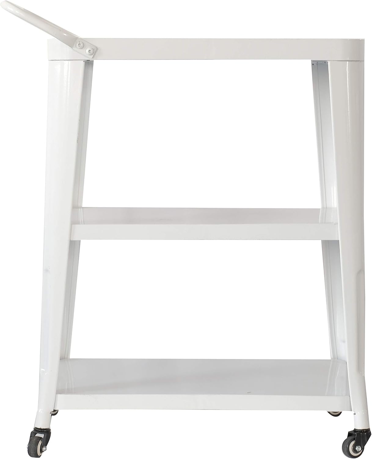 3-Tiered Metal Frame, Industrial Dining Cart with Swivel Wheels, White