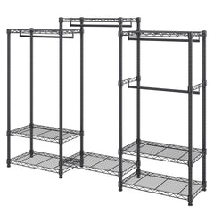 Heavy Duty Clothes Rack, Rolling Clothing Garment Rack with 4 Hang Rods & 8 Storage Tiers, Adjustable Custom Closet Rack, Freestanding Wardrobe for Hanging Clothes, 800 lbs Load Capacity