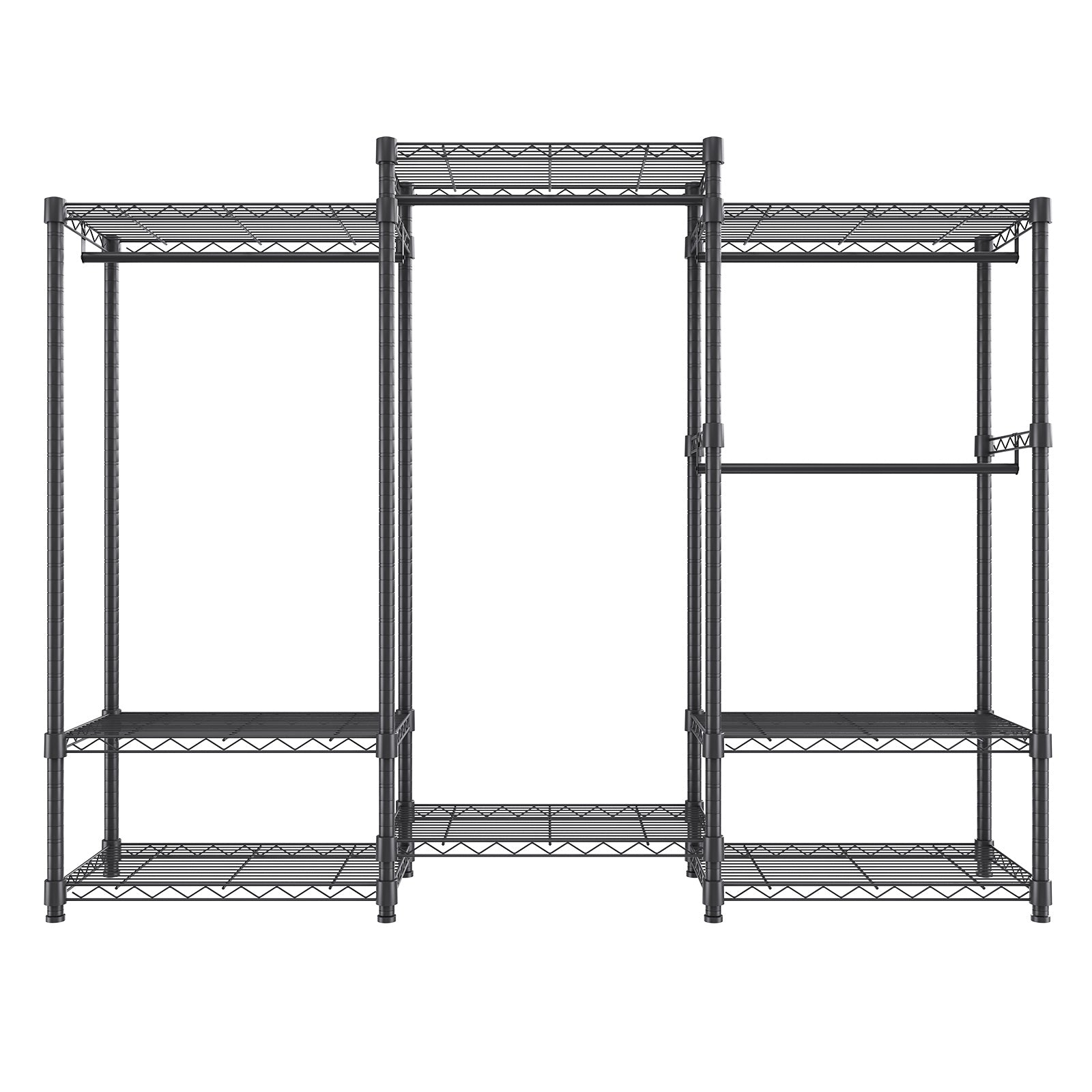 Heavy Duty Clothes Rack, Rolling Clothing Garment Rack with 4 Hang Rods & 8 Storage Tiers, Adjustable Custom Closet Rack, Freestanding Wardrobe for Hanging Clothes, 800 lbs Load Capacity
