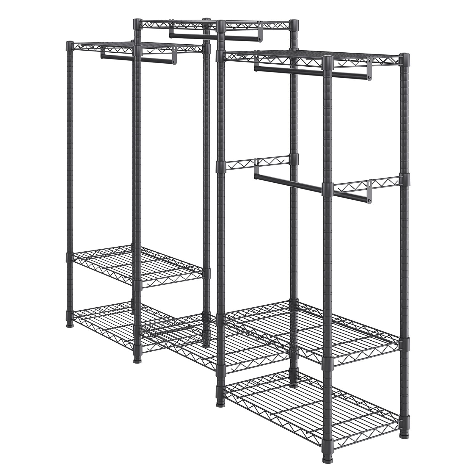 Heavy Duty Clothes Rack, Rolling Clothing Garment Rack with 4 Hang Rods & 8 Storage Tiers, Adjustable Custom Closet Rack, Freestanding Wardrobe for Hanging Clothes, 800 lbs Load Capacity