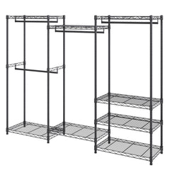 Heavy Duty Clothes Rack, Rolling Clothing Garment Rack with 4 Hang Rods & 8 Storage Tiers, Adjustable Custom Closet Rack, Freestanding Wardrobe for Hanging Clothes, 800 lbs Load Capacity