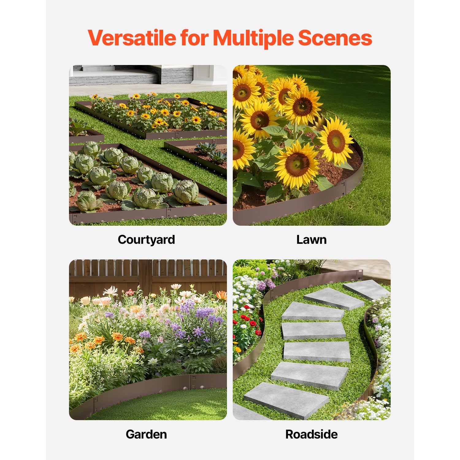 Steel Landscape Edging 5 Packs 39x3in Rust-Resistant Garden Edging Border Brown