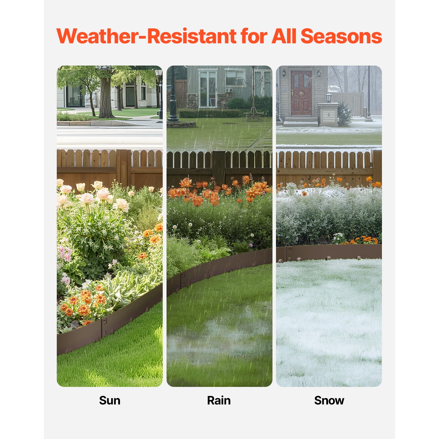 Steel Landscape Edging 5 Packs 39x3in Rust-Resistant Garden Edging Border Brown