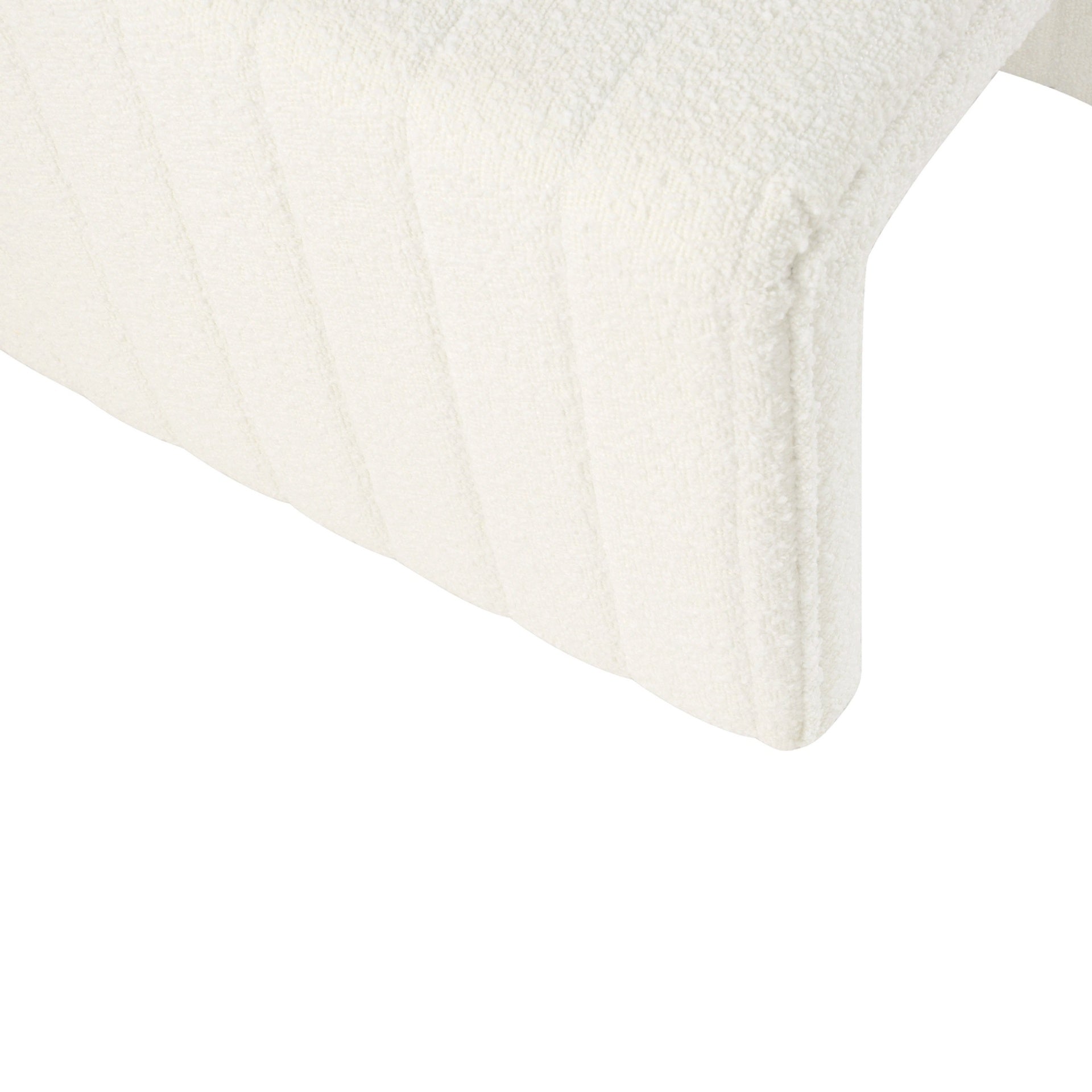 Ada Footstool Ottoman, Channel Tufted Cream White Boucle, 19 Inch