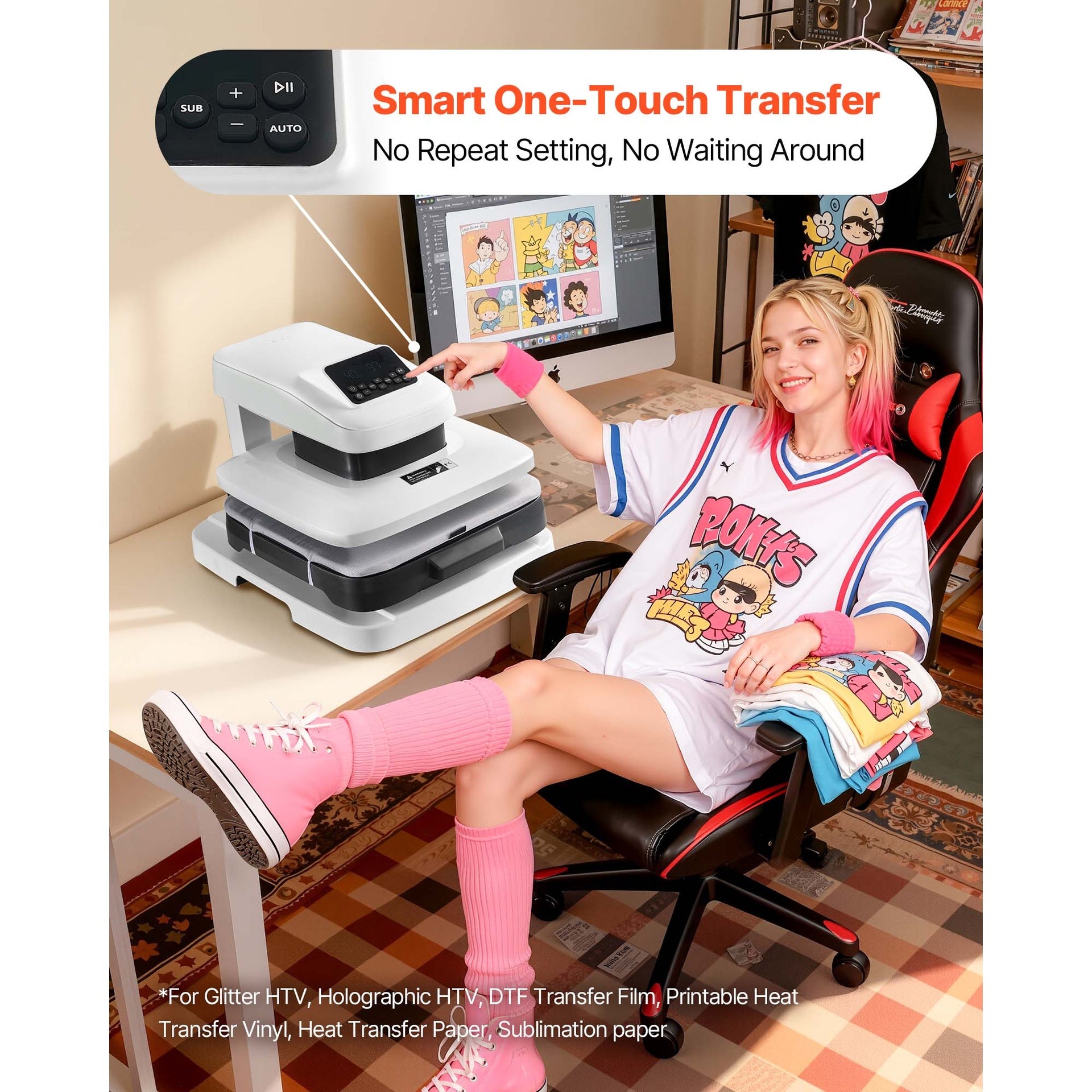 Auto Heat Press Machine T-Shirt Press Machine 15 x 15 in Heat Plate White