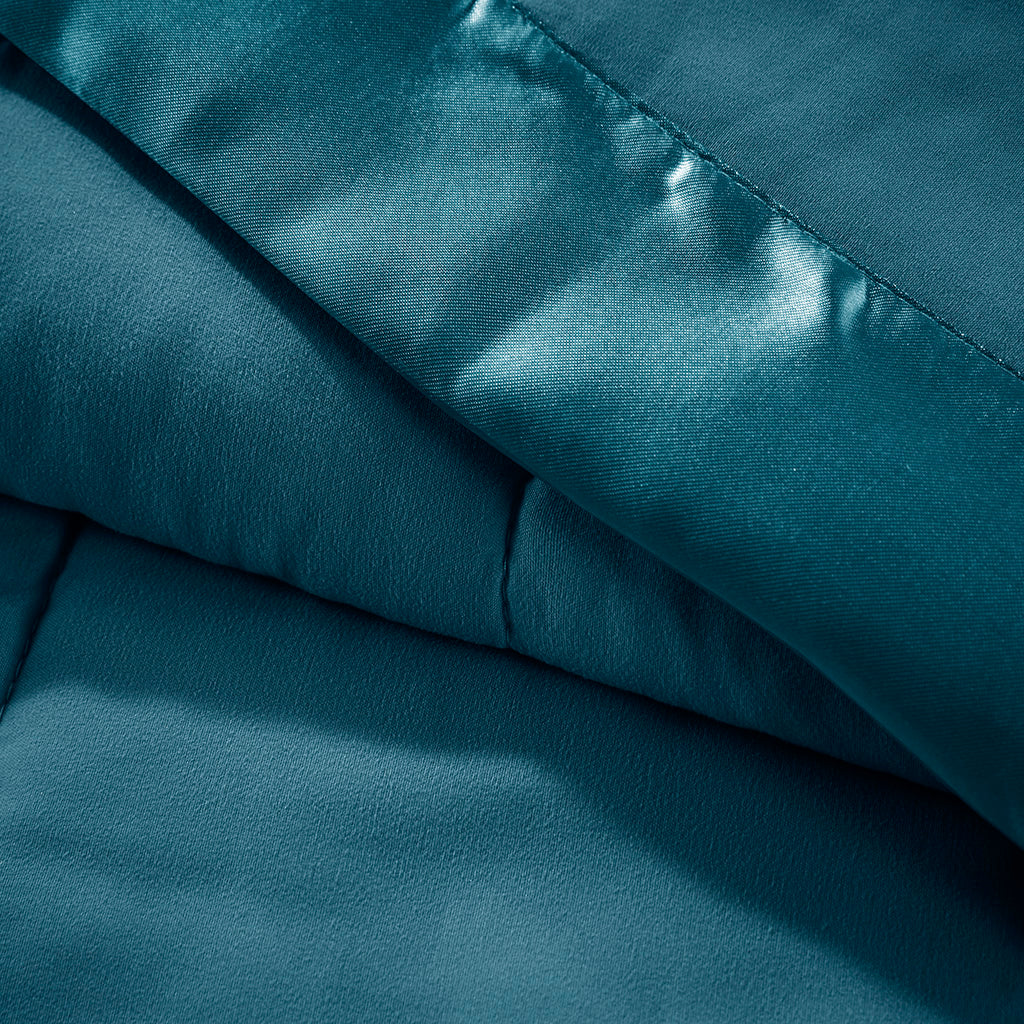 Lightweight Down Alternative Blanket with Satin Trim Teal King
