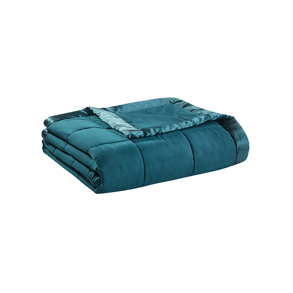 Lightweight Down Alternative Blanket with Satin Trim Teal King