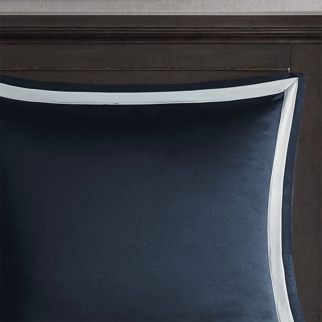 8 Piece Jacquard Comforter Set Navy/Silver Queen