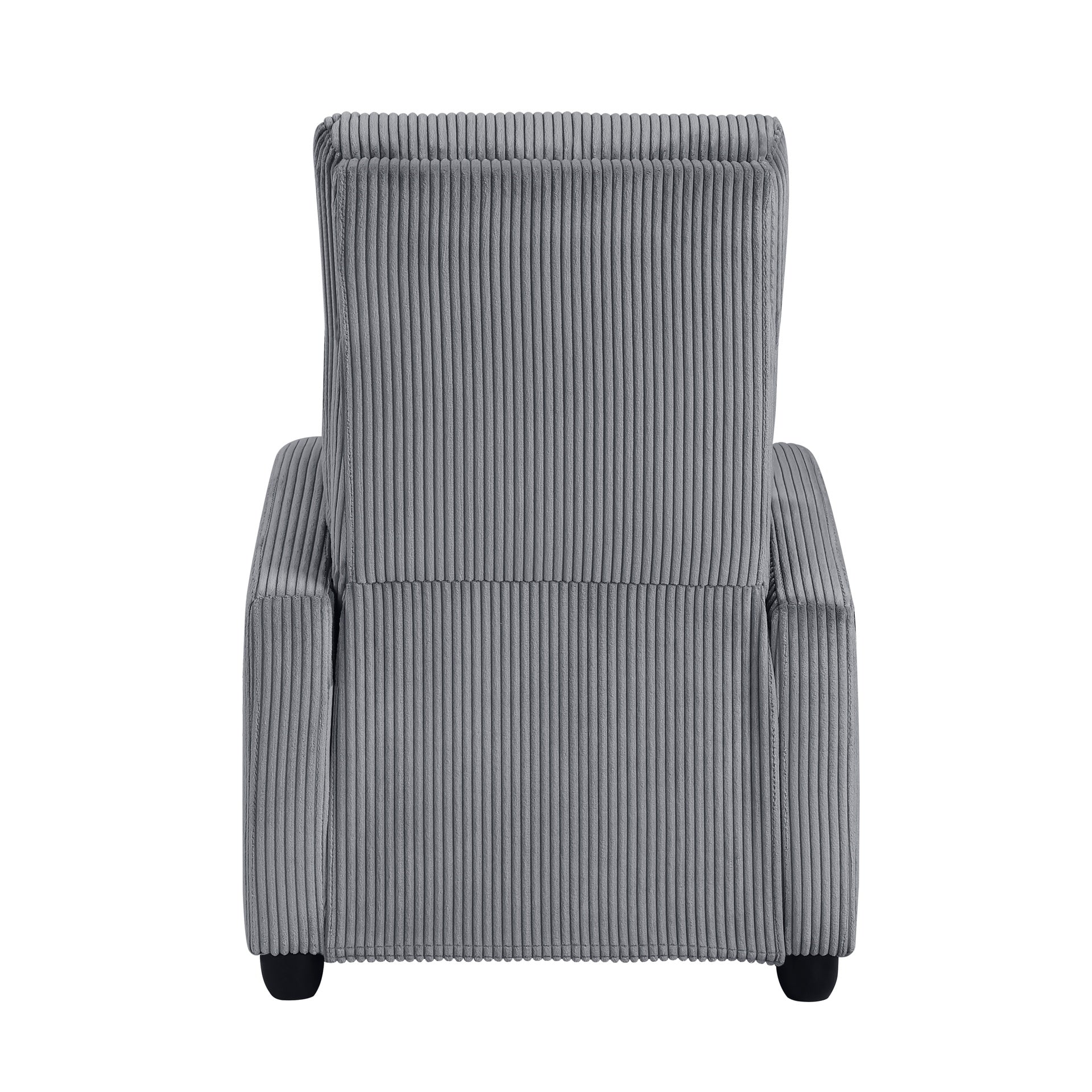 Modern Push Back Recliner Chair Dark Gray Soft Corduroy Upholstery Comfort Solid Wood Living Room Furniture 1pc
