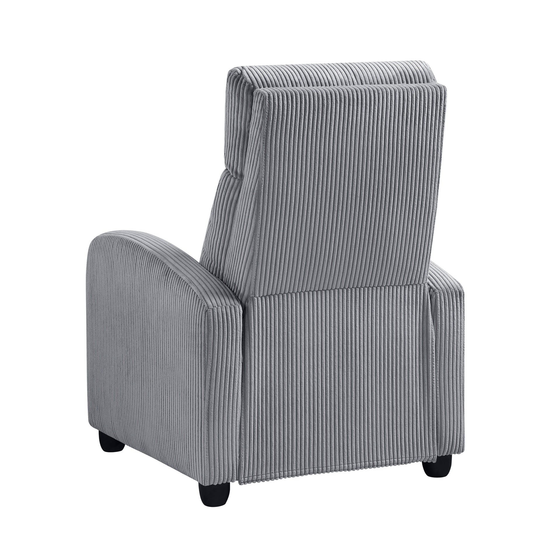 Modern Push Back Recliner Chair Dark Gray Soft Corduroy Upholstery Comfort Solid Wood Living Room Furniture 1pc