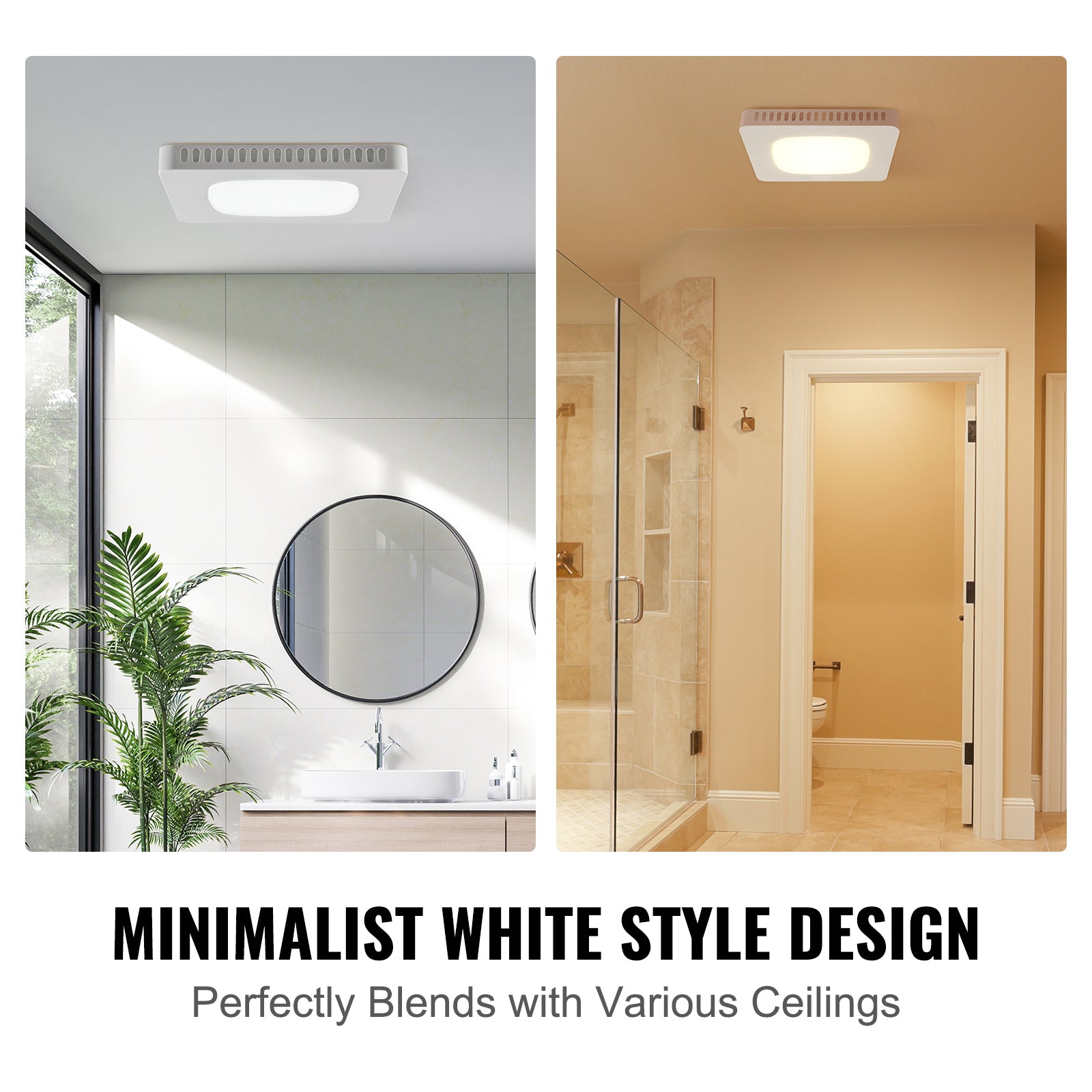 Bathroom Exhaust Fan, 80 CFM High-Efficiency Ventilation, 1.5sones Low Noise Operation All-Copper Motor, Energy-Saving Bathroom Ceiling Fan, Need For Attic Access, For Various Ceilings