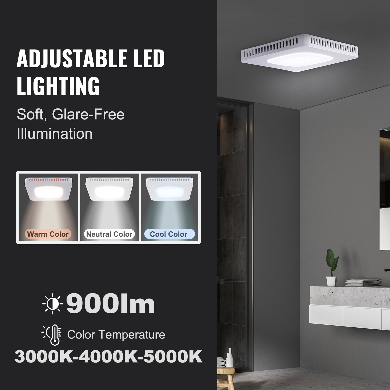 Bathroom Exhaust Fan, 80 CFM High-Efficiency Ventilation, 1.5sones Low Noise Operation All-Copper Motor, Energy-Saving Bathroom Ceiling Fan, Need For Attic Access, For Various Ceilings