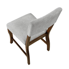 Contemporary Dining Side Chairs Set of 2 Durable Gray Chenille Fabric Upholstered Comfort Seat Back Wooden Furniture