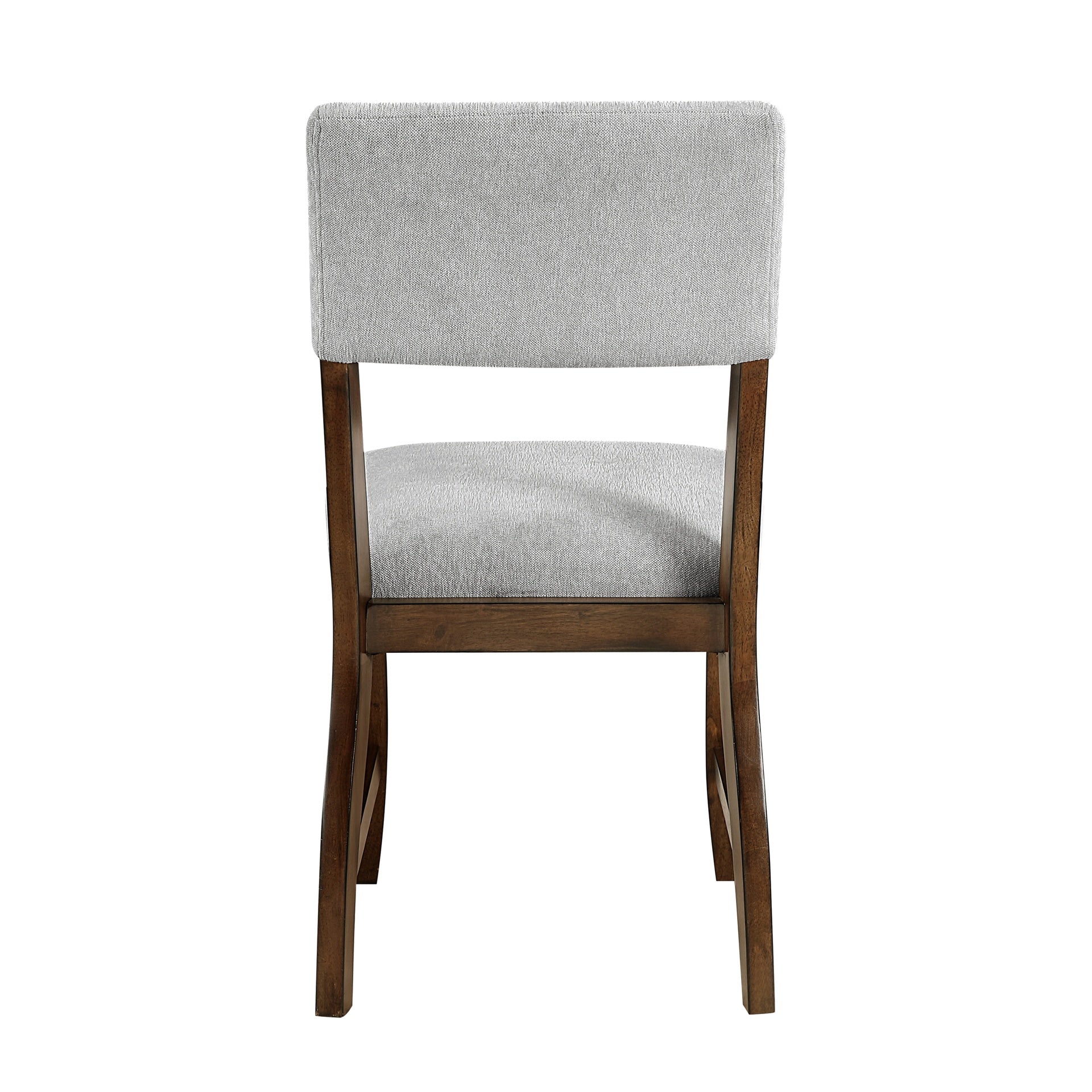 Contemporary Dining Side Chairs Set of 2 Durable Gray Chenille Fabric Upholstered Comfort Seat Back Wooden Furniture